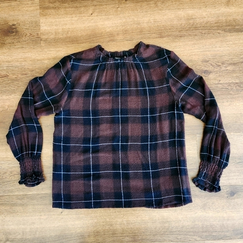 Cloth and Stone Pucker Plaid Top - Picture 1 of 5